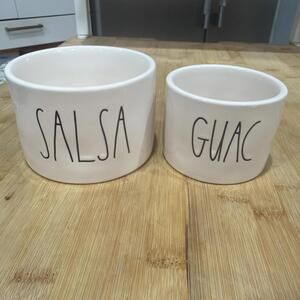 Rae Dunn Artisan Collection Guac and Salsa Dip Bowl Dish Set Of 2 *